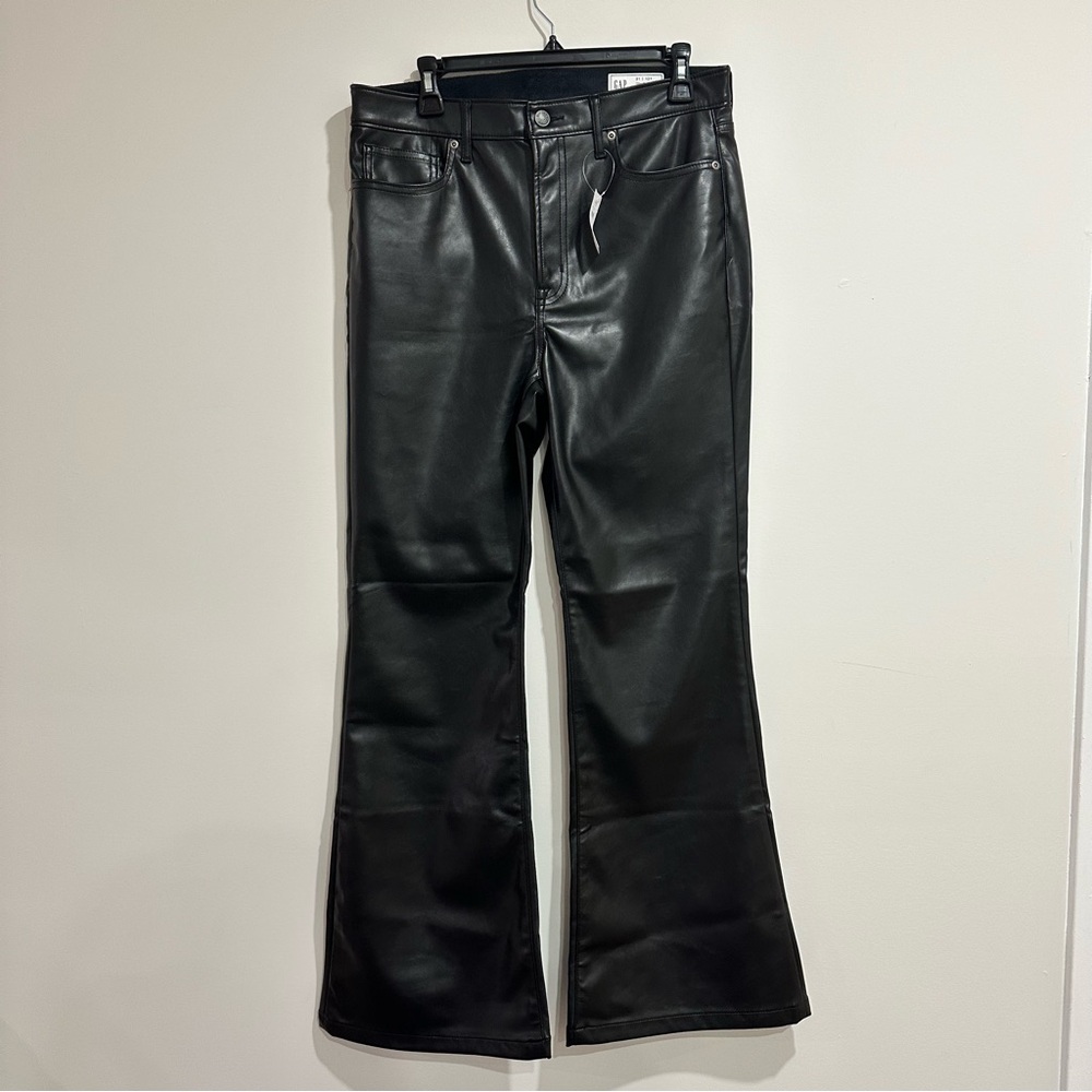 GAP High Rise Vegan Leather '70s Flare Pants